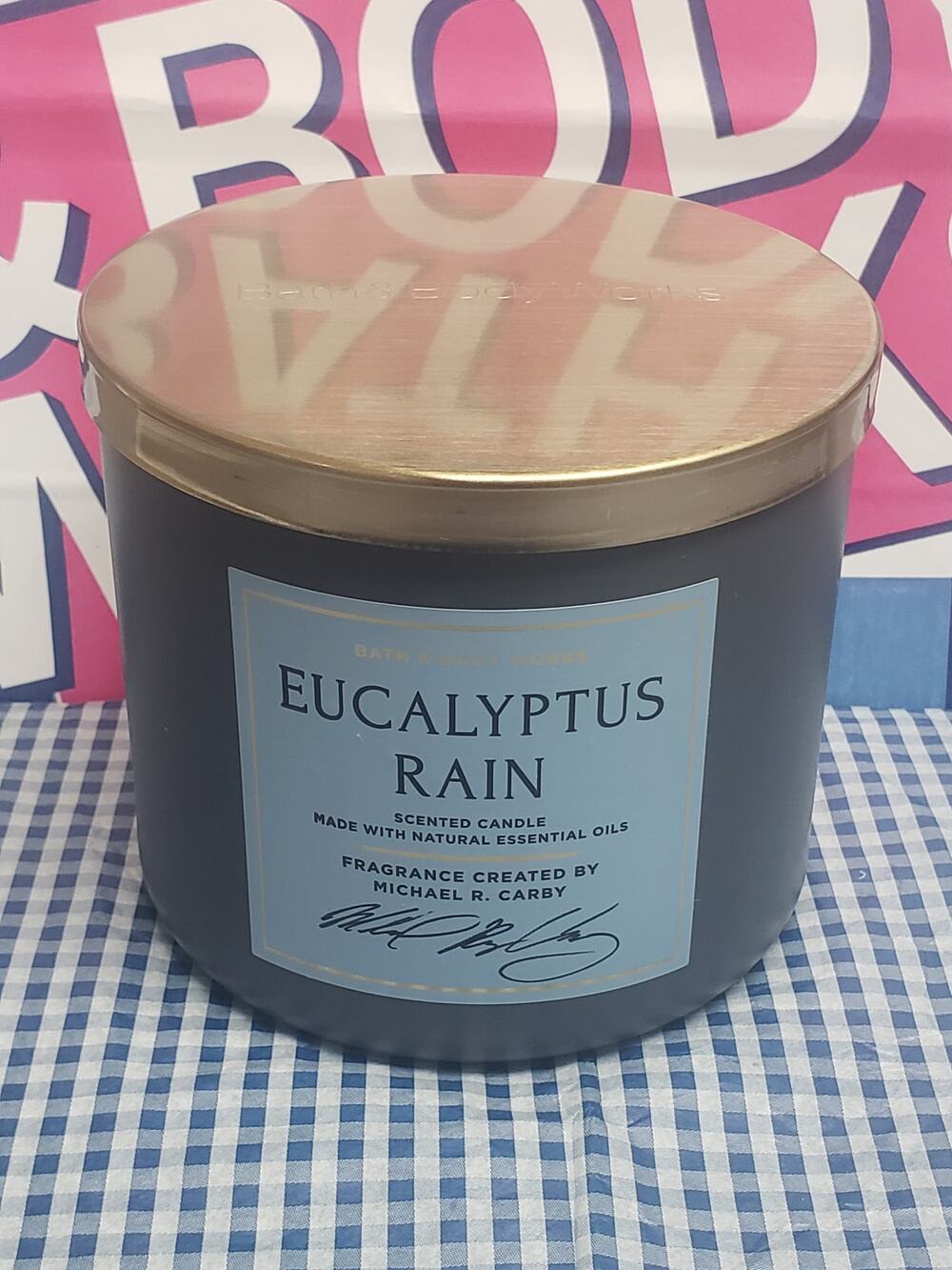 BBW Eucalyptus Rain Large 3 Wick Candle Home Fragrance Decor